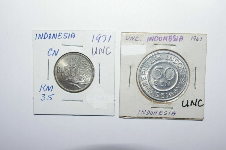 Read more about the article 1961 and 1971  50 Sen and 50 Rupiah Indonesia a Lot of 2 UNC / or High Grade Coins