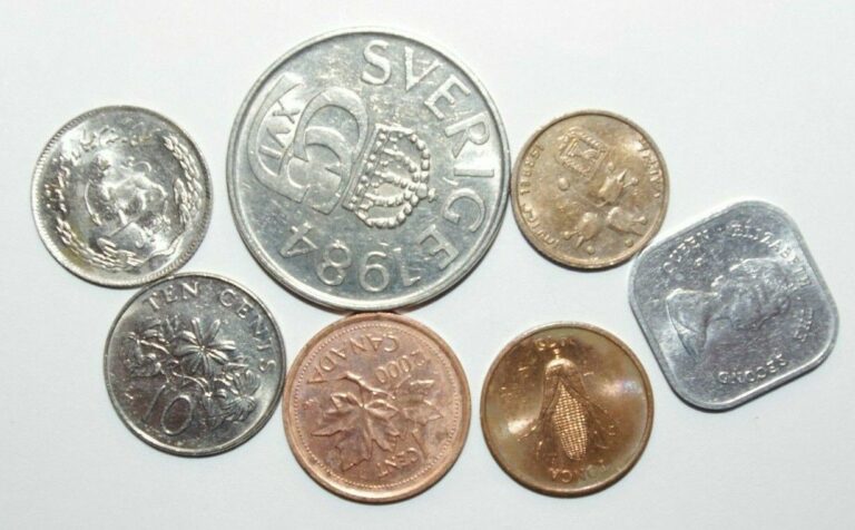 Read more about the article 7 Great World Coins UNC or High Grade World Coins ex 1984 5 Kronor Sweden  C86