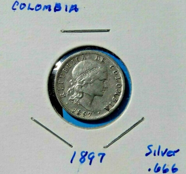 Read more about the article 1897 Colombia 10 Centavos KM# 188 1 Year Type .666 Silver Coin