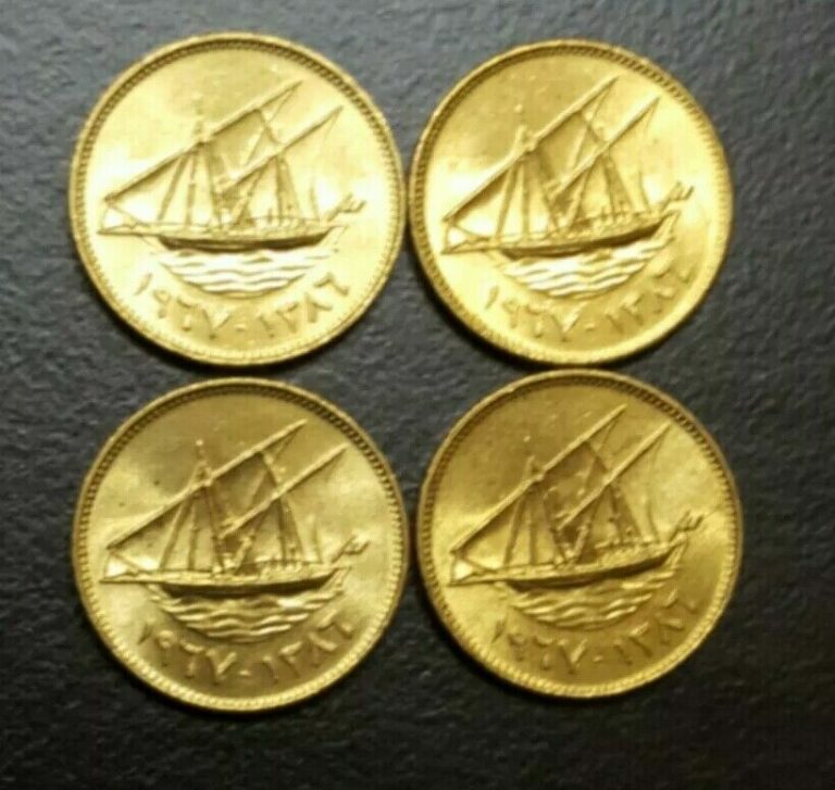 Read more about the article 1967 KUWAIT LOT OF 4x UNC 1 FILS COINS AH-1386 Nc-Br KM 9 SAILINING BOAT SHIP