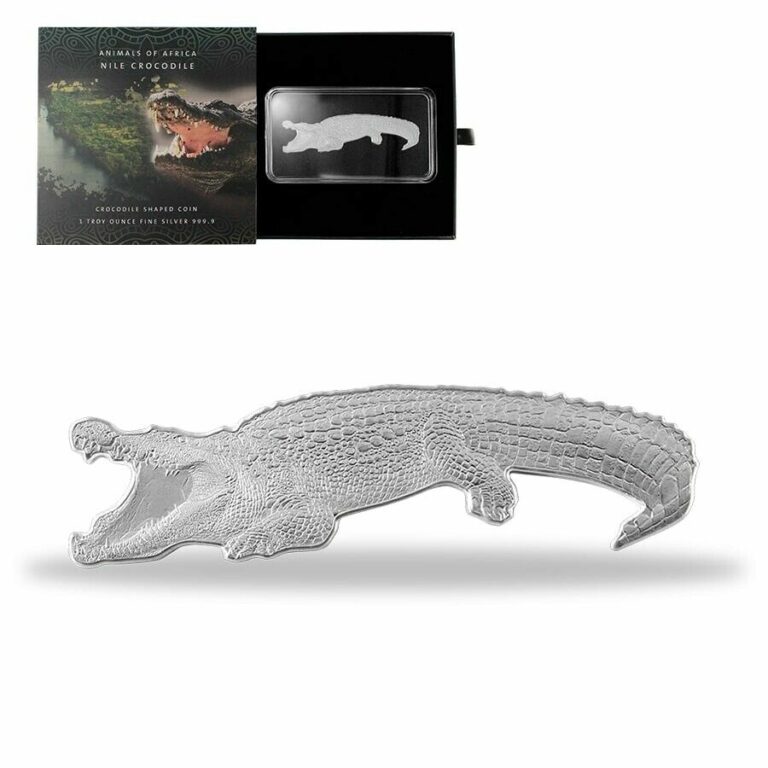 Read more about the article 2021 Solomon Islands 1 oz Nile Crocodile Shaped Silver Coin – Animals of Africa