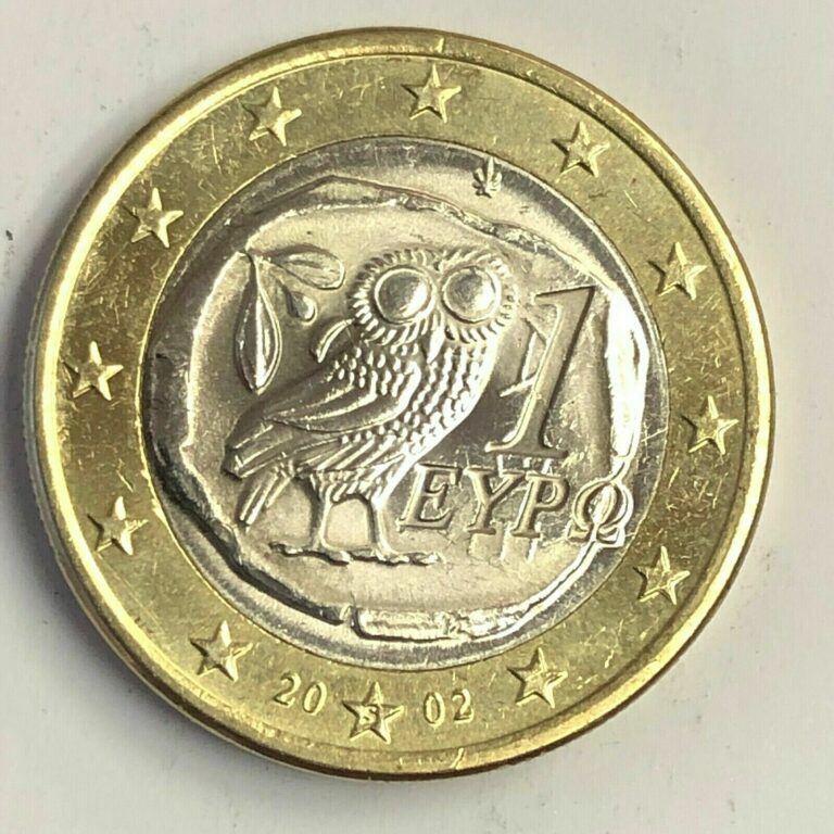 Read more about the article 2002 S GREECE 1€ EURO Bimetallic  Ancient Athenian Owl  KM#187  UNC