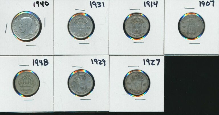 Read more about the article SWEDEN – SILVER COINS MIXED LOT – 7 COINS –  #8221