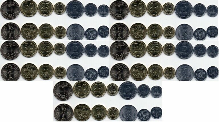 Read more about the article Ukraine – 10 x pcs set 7 coins 1 2 5 10 25 50 Kopecks 1 Hryvna 2012 – 2016 UNC