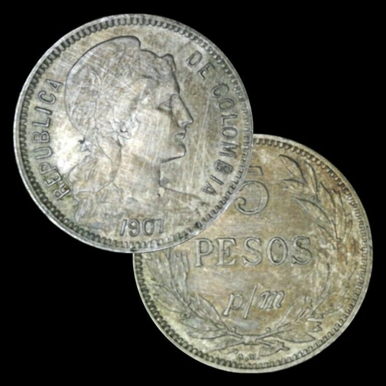 Read more about the article 1907 AM Colombia 5 Pesos / KM# 279 / Higher Grade Coin