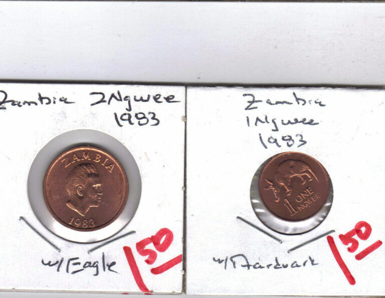 Read more about the article From Show Inv. – 2 NICE UNCIRCULATED COINS from ZAMBIA – 1 and 2 NWGEE (BOTH 1983)