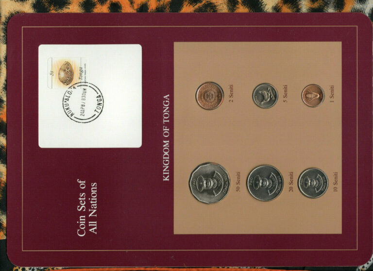 Read more about the article Coin Sets of All Nations Tonga W/card UNC 1 2 10 20 Seniti 1990 5 50 Senti 1981