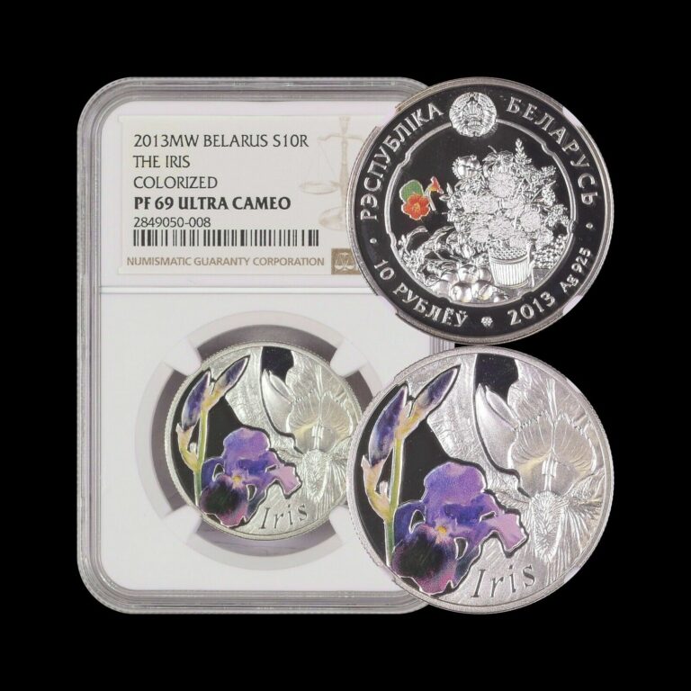 Read more about the article BELARUS. 2013  10 Roubles  Silver – NGC PF69 – Top Pop 🥇Iris RARE