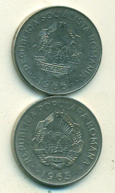 Read more about the article 2 DIFFERENT 1 LEU COINS from ROMANIA  DATING 1963 and 1966