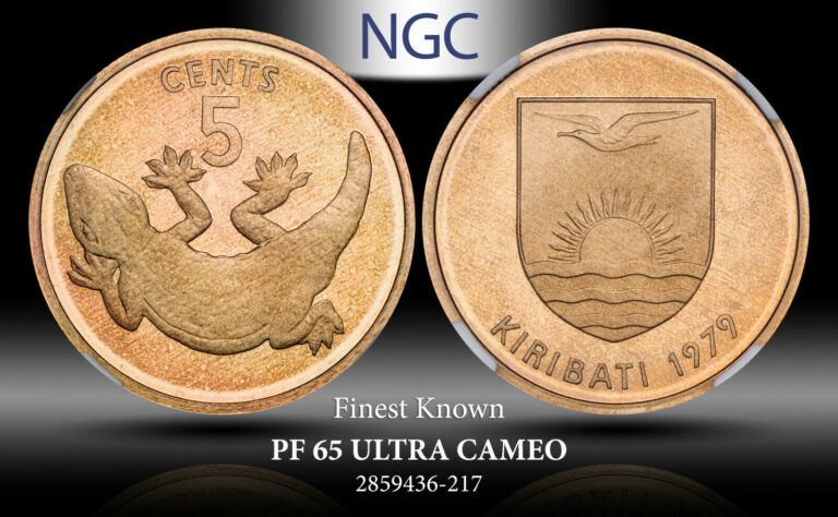 Read more about the article 1979 KIRIBATI 5 CENTS PF 65 ULTRA CAMEO NGC TONED COIN FINEST KNOWN