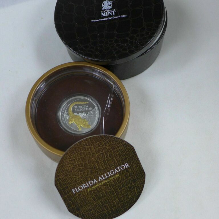 Read more about the article 2012 New Zealand Mint Niue $2 PROOF Florida Alligator” in water .999 Silver 1oz