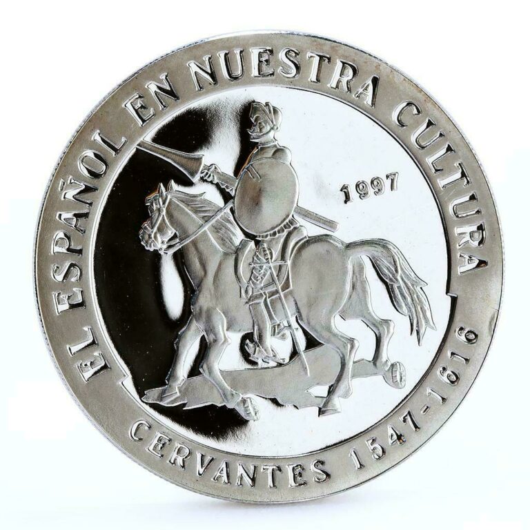 Read more about the article Equatorial Guinea 10000 ekuele Cervantes Don Quixot Literature silver coin 1997