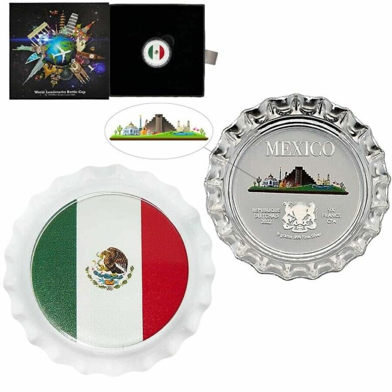 Read more about the article 2022 Chad 6 gram World Landmarks – Mexico Bottle Cap Proof Silver Coin (w/Box)