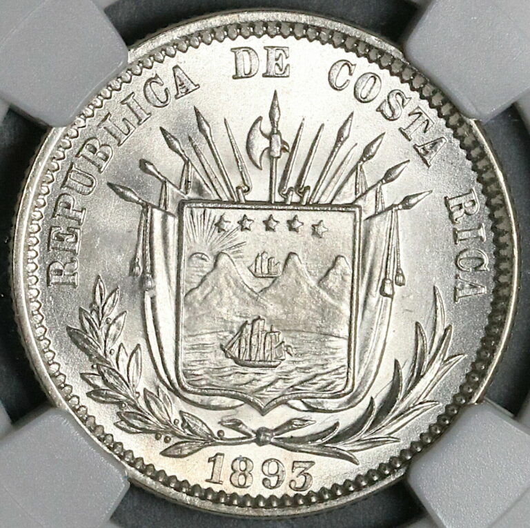Read more about the article 1893 NGC MS 66 Costa Rica 25 Centavos Heaton Gem Mint State Coin (21111701C)