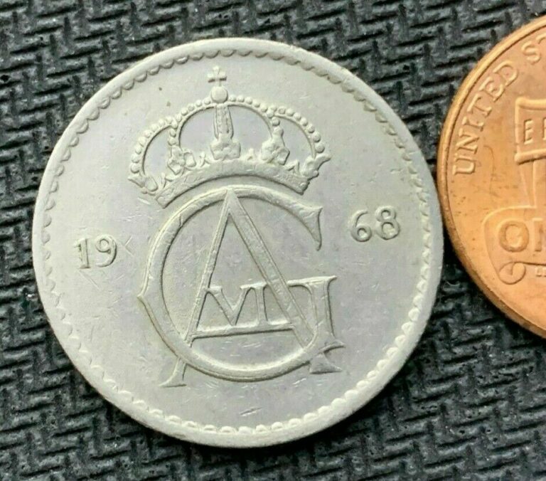 Read more about the article 1968 Sweden 50 Ore Coin AU    High Grade World Coin    #B739
