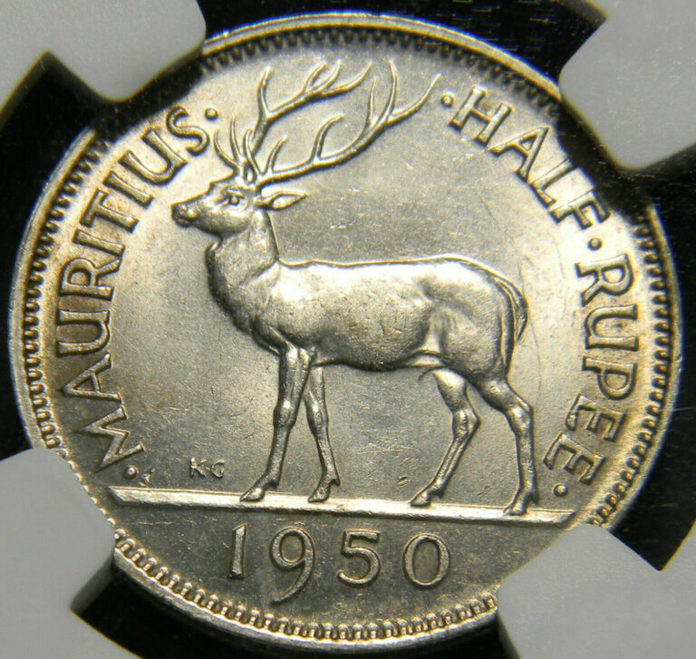 Read more about the article 1950 Mauritius 1/2 rupee NGC MS 62