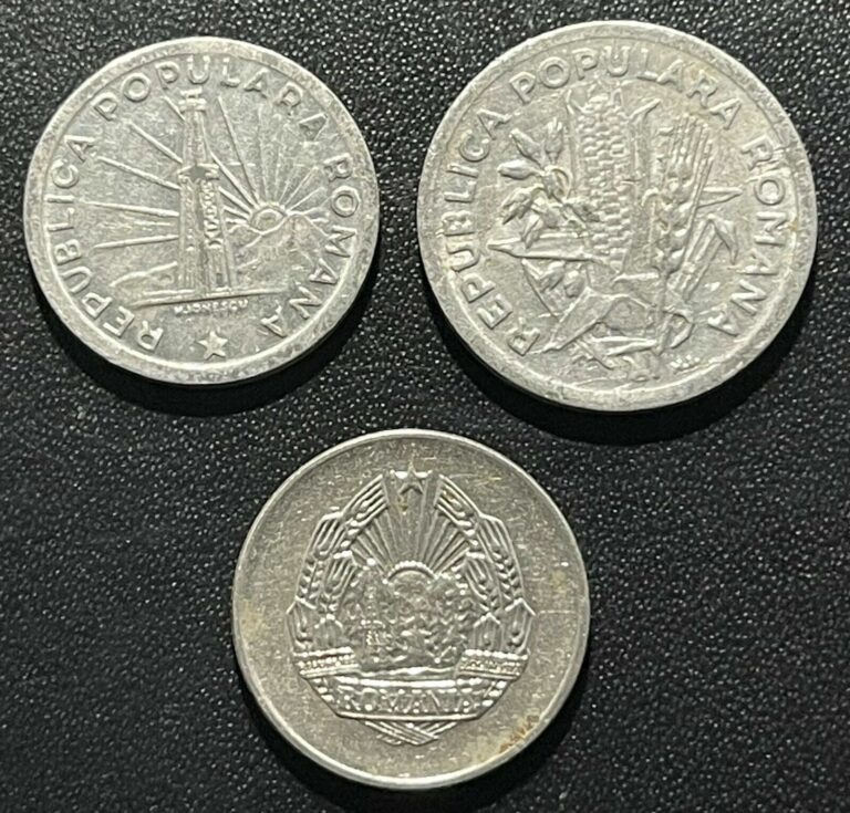 Read more about the article Romania 1951 (1 Leu and 2 Lei) and 1966 5 Bani Coins:  Lot of 3