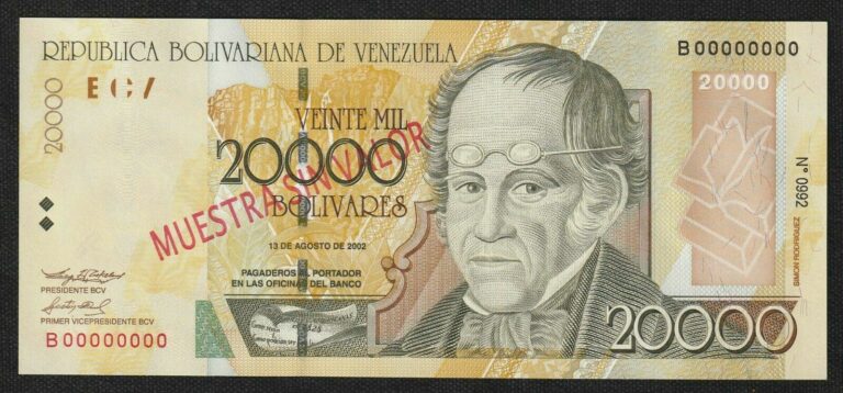 Read more about the article VENEZUELA  20000 Bolivares  Aug-13-2002  Serie B8  UNC (MUESTRA SIN VALOR) 