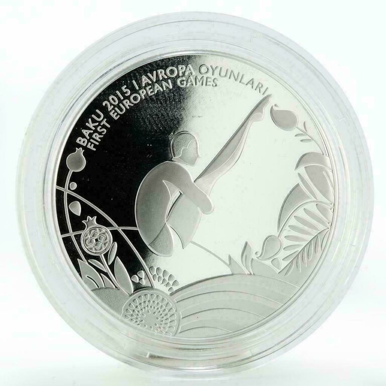 Read more about the article 5 manat Azerbaijan European Games in Baku Diving Proof silver coin 2015