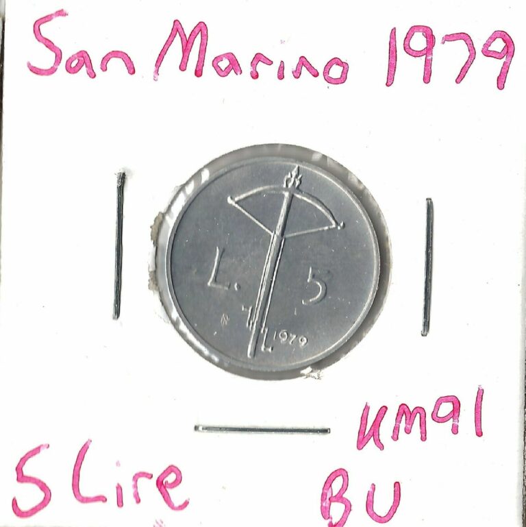Read more about the article Coin San Marino 5 Lire 1979 KM91  combined shipping