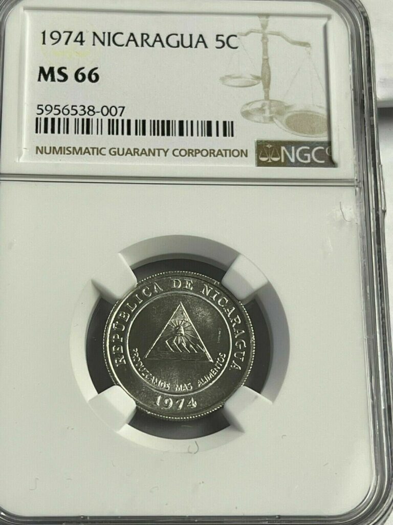 Read more about the article 1974 NICARAGUA 5 CENTAVOS  FAO  NGC MS-66