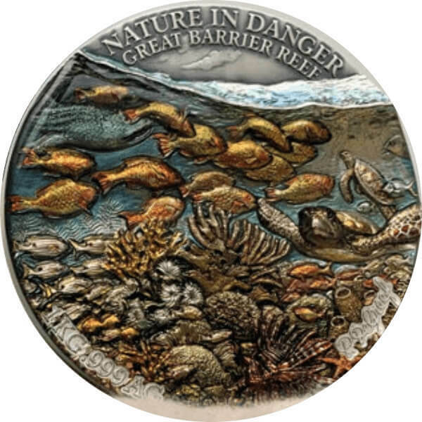 Read more about the article Great Barrier Reef Nature is Danger 1 Kilo Antique Finish Silver Coin Benin 2021