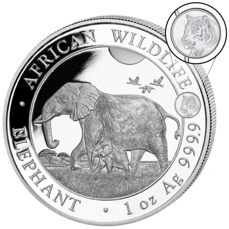 Read more about the article ELEPHANT TIGER PRIVY 2022 1 oz Pure Silver BU Coin in Capsule Mintage of 5000