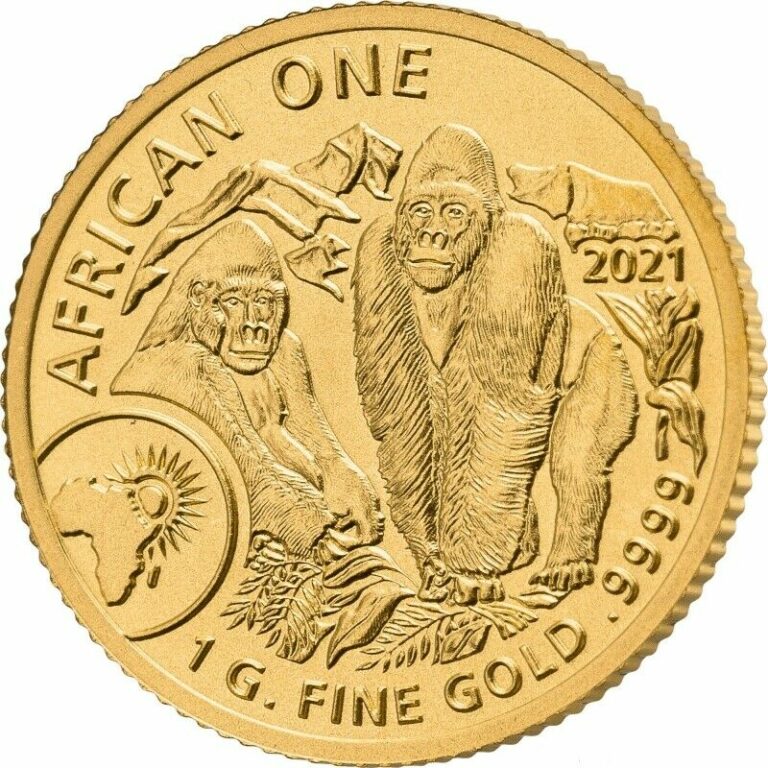 Read more about the article MOUNTAIN GORILLA AFRICAN ONE – 2021 100 RWF 1 GRAM PURE GOLD COIN – RWANDA