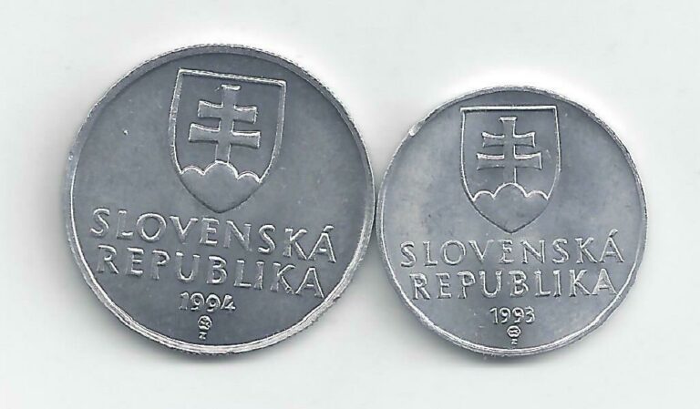 Read more about the article 2 DIFFERENT COINS from SLOVAKIA – 1993 10 HALERU and 1994 20 HALERU