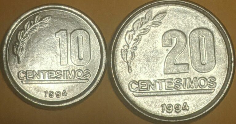 Read more about the article Uruguay 1994  10 and 20 Centesimos Coins