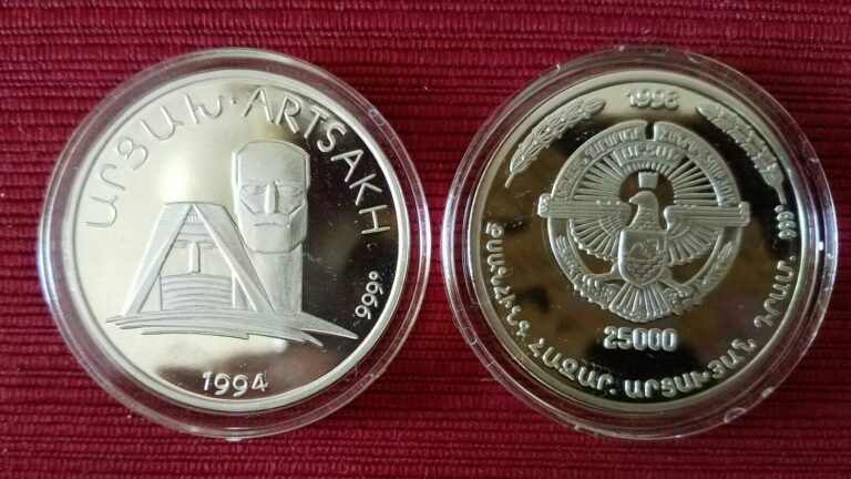 Read more about the article Artsakh Nagorno Karabakh Armenia PURE SILVER Statue Coin 1998 RARE PROOF