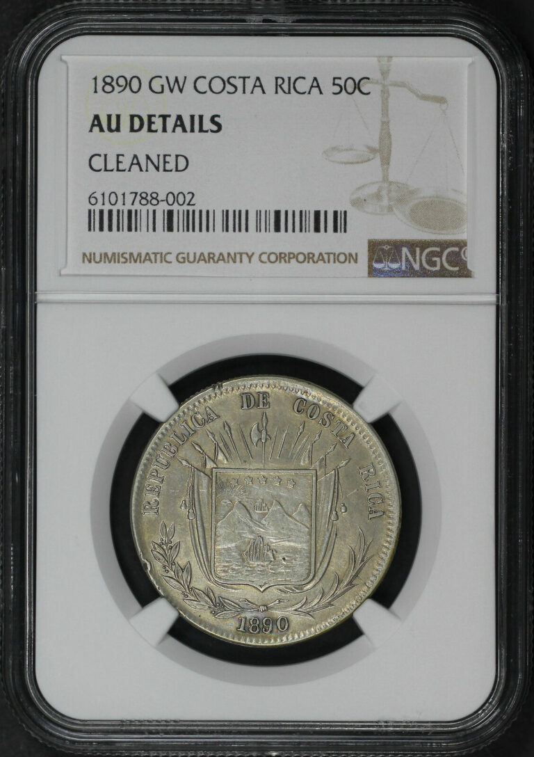 Read more about the article 1890 GW Costa Rica Silver 50 Centavos NGC AU Details Cleaned