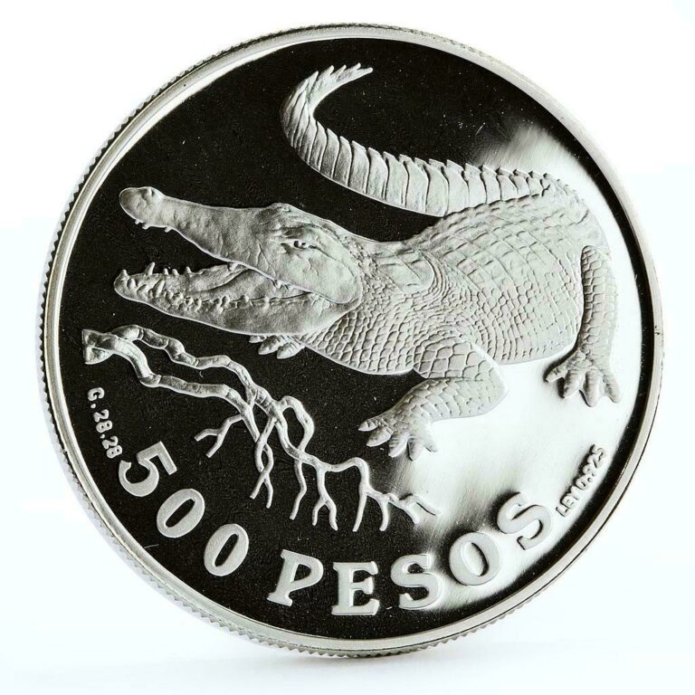 Read more about the article Colombia 500 pesos Endangered Wildlife Crocodile Fauna silver coin 1978