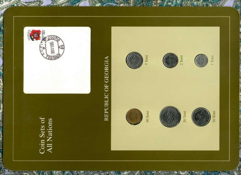 Read more about the article Coin Sets of All Nations Georgia w/card 1993 UNC 50 20 10 5 2 1 Tetri