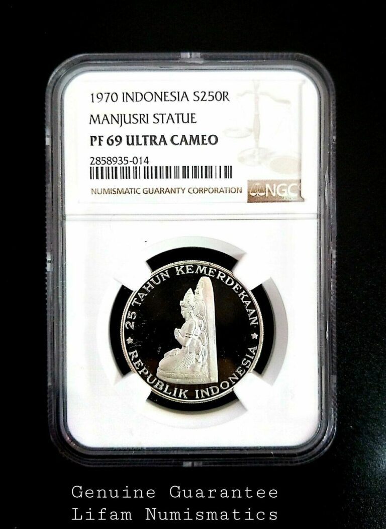 Read more about the article INDONESIA 1970 SILVER PROOF COIN250 Rp MANJUSTRI STATUE NGC PF69 UC  TOP POP !!!