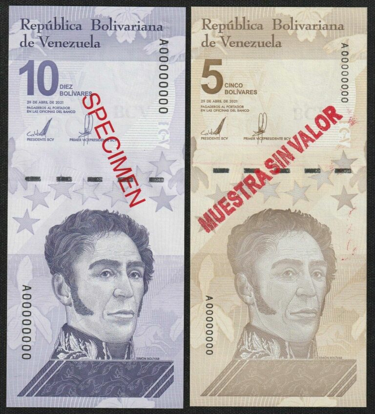 Read more about the article VENEZUELA  Set 5-10 Bolivares Digitales  UNC (MUESTRA SIN VALOR and SPECIMEN) *NEW