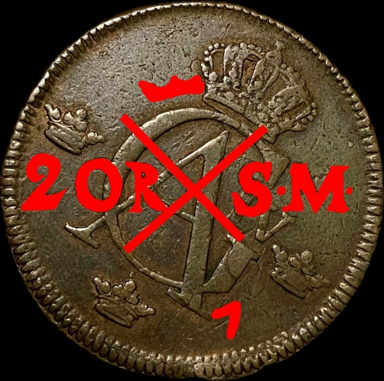 Read more about the article SWEDEN. 1802  1 Skilling – GIVA  1777 2 Ore Silvermynt Overstrike ERROR