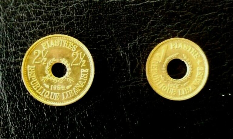 Read more about the article Lebanon (2) New Aluminum-Bronze 1955 – 1 and 2 1/2 Piasters Coins