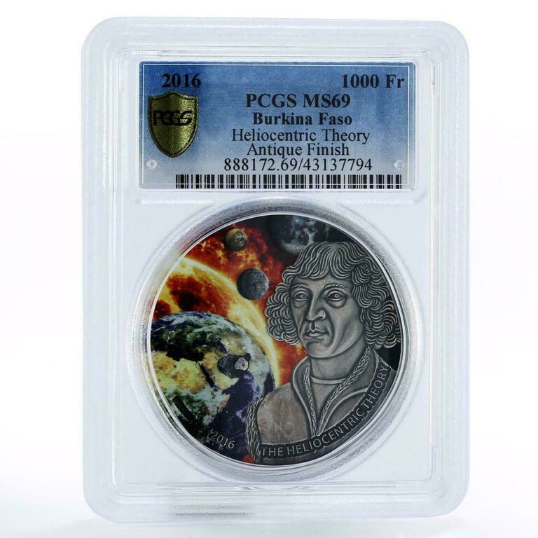 Read more about the article Burkina Faso 1000 francs Heliocentric Theory Copernicus MS69 PCGS coin 2016