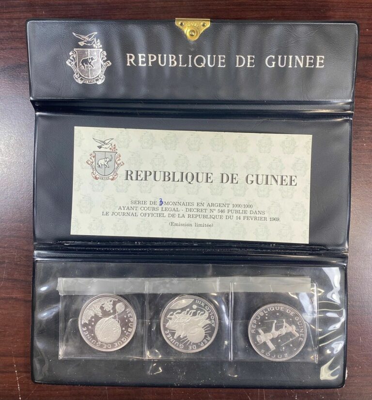 Read more about the article 1968 Republic Of Guinea 250 FG Space 3-Coin .999 Silver Set Low Mintage Rare