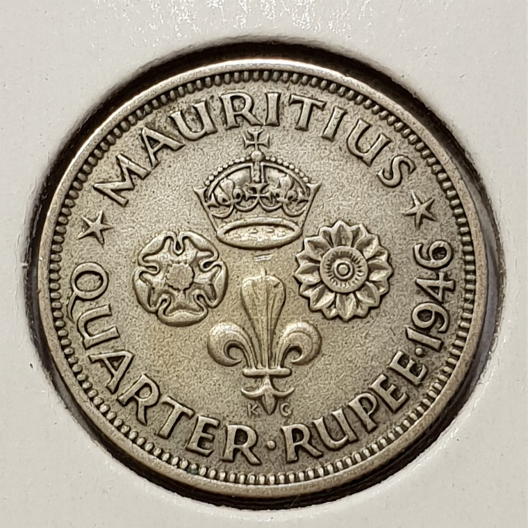 Read more about the article Mauritius 1946 1/4 Rupee Silver Coin George VI British Colony