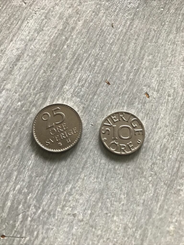 Read more about the article SWEDEN  1973 25 Ore And 1977 10 Ore Coins