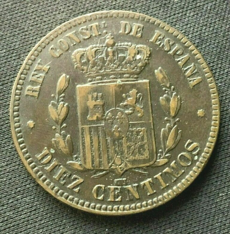 Read more about the article 1878 om Spain 10 Centimes Coin XF +    World Coin   Bronze    #C105