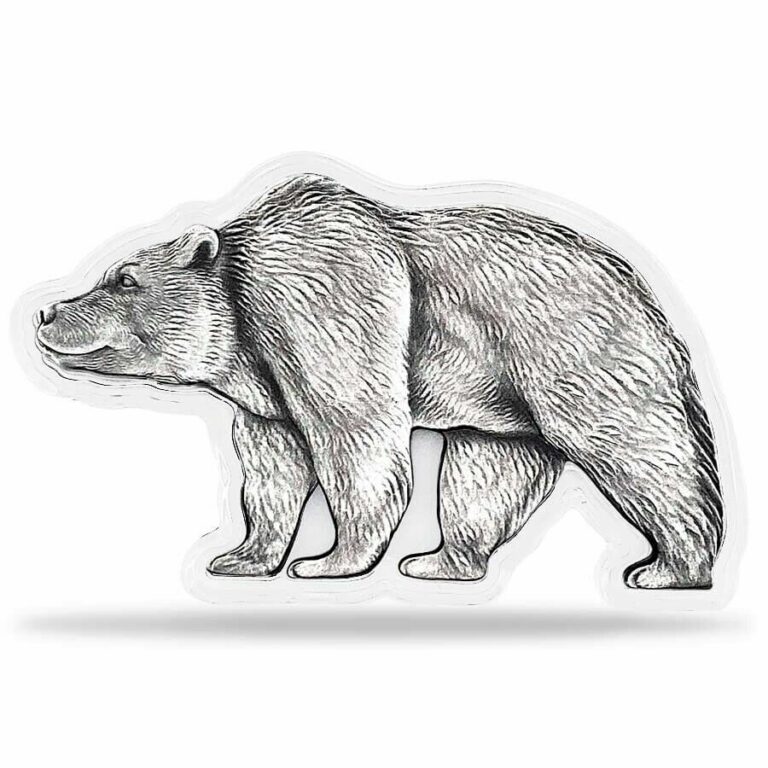 Read more about the article 2021 Chad 1 oz Silver Bear Shaped Antiqued High Relief Coin (In Cap  Sealed)