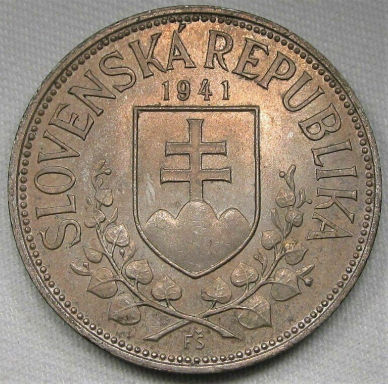 Read more about the article 1941 Slovakia 20 Korun .500 Fine Silver .2411oz VCH+ UNC Coin AD912