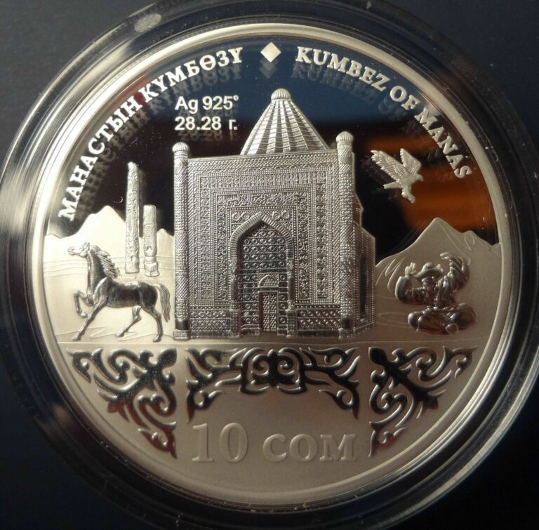 Read more about the article KYRGYZSTAN: 2014 silver coin 10 Som KUMBEZ OF MANAS * MOSQUE * PROOF