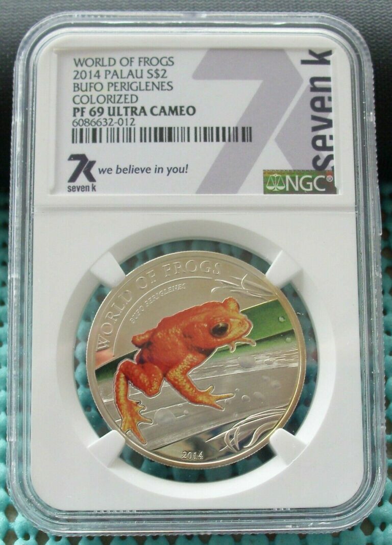 Read more about the article 2014 PALAU Silver Colorized $2 World of Frogs / Bufo Periglenes  NGC PF69UC