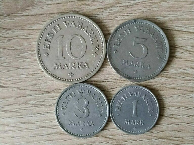 Read more about the article Estonia set of 4 coins 10+5+3+1 marka 1922-1925