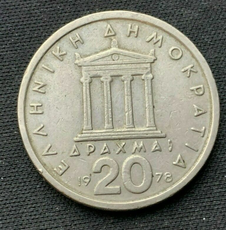 Read more about the article 1978 Greece 20 Drachmai Coin XF     World Coin Copper nickel      #K1583