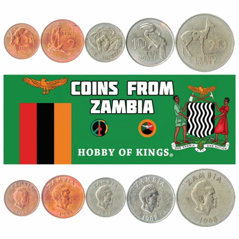 Read more about the article Set 5 Coins Zambia 1 2 5 10 20 Ngwee African Money 1968 – 1988